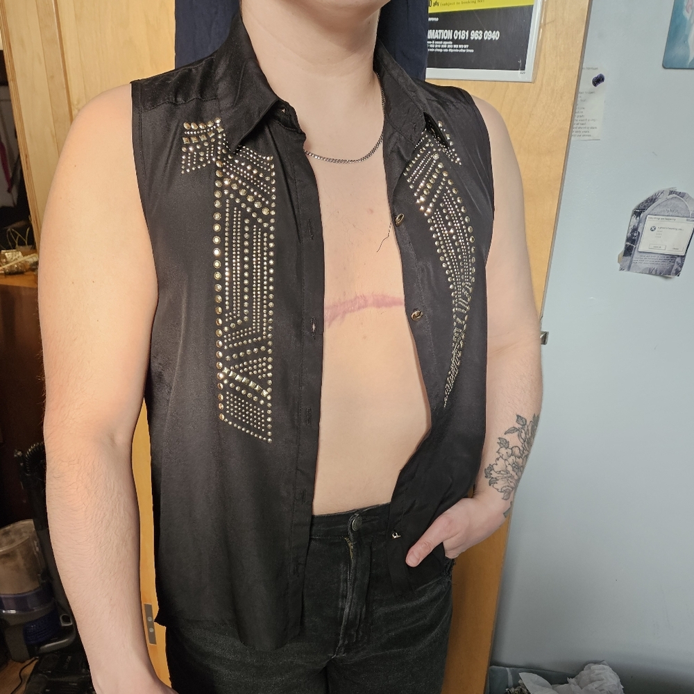 Gold and Black Blouse with Intricate Patterns